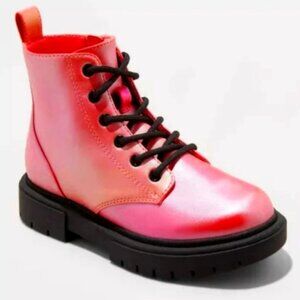 NEW Kids' Kayden Lace-Up Combat Boots - art class™  Iridescent Pink